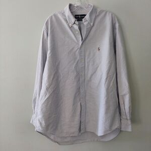 Ralph Lauren Yarmouth button-down shirt 17-36 long sleeve blue white stripes